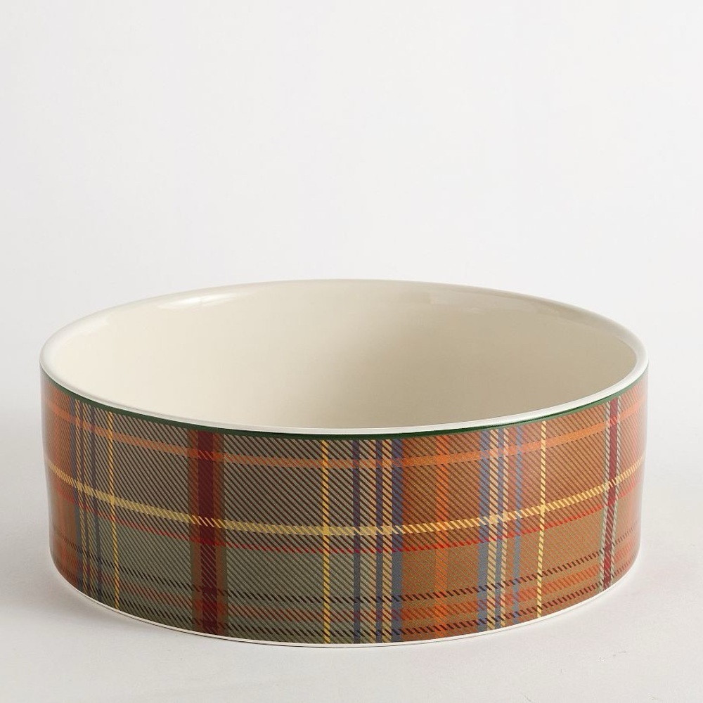 Set of 2 | Pottery Barn Woodrow Plaid Pet Bowl, Large
